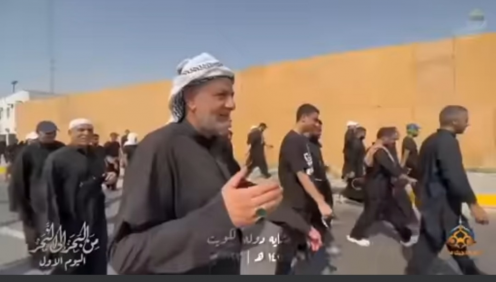دخول قوافل الزائرين سيرا على الاقدام من دولة الكوي