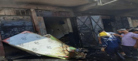 اخماد حريق اندلع في عدد من المحال التجارية بقضاء ا