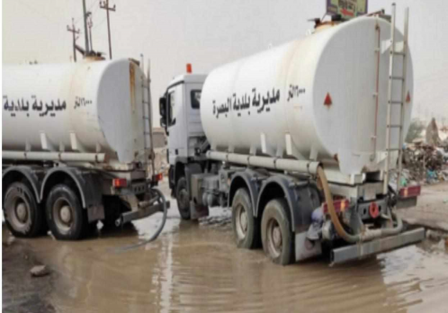 مجاري البصرة تستنفر ملاكاتها والياتها لسحب مياه ال