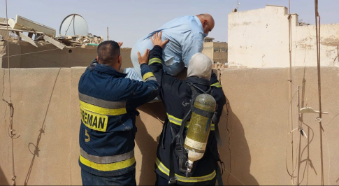 اخماد حريق في فندق وسط النجف وانقاذ ثلاثة اشخاص حا
