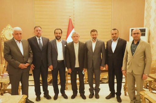 الصدر خلال لقائه وفد الاطار التنسيقي وتحالف السياد