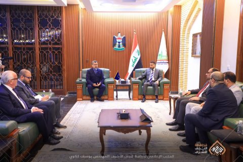 محافظ النجف يبحث مع وفد بعثة مركز التجارة الدولية مشروع مسار