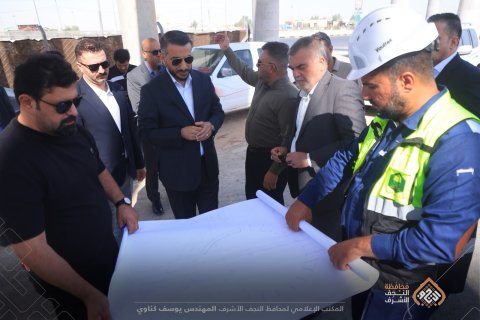 محافظ النجف  يتفقد  تقدم الأعمال في مشروع مجسّر ياحسين عمود 