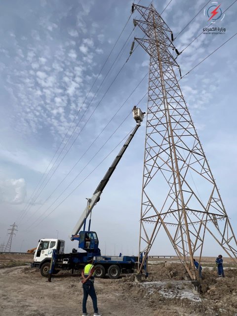 نقل الطاقة الجنوبية تنجز صيانة لخط الشعيبة – كرمة علي 132 kv وتعيده للخدمة